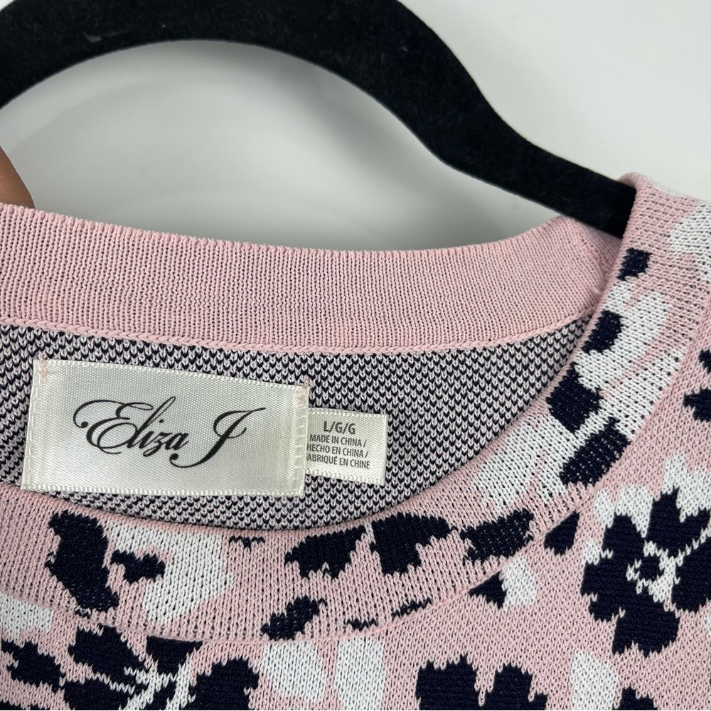 Eliza J Sleeveless Floral Dress Pink Blue Fit & Flare Work Party Spring Large - Picture 5 of 9